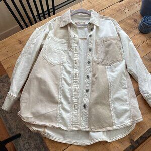 Free people ivory mountain roads denim shirt
